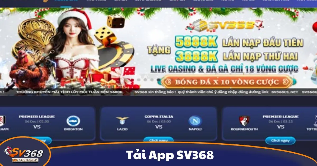 Tải App SV368 – Hỗ trợ đầy đủ tính năng nạp/rút tiền, đặt cược tiện lợi