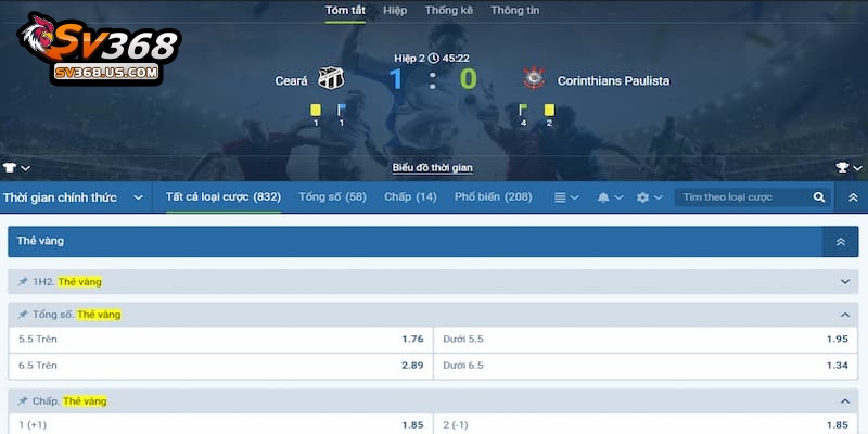 Kèo thẻ phạt SV368 - Hướng dẫn cách chi tiết từ A – Z 3 Những loại kèo cược thẻ phạt phổ biến hiện nay